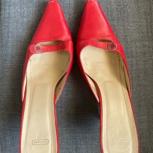 Coach Red Slip On Heels size 9